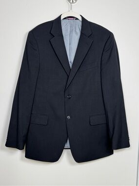 Tommy Hilfiger Men’s Black Wool Blend Sport Coat Blazer 41R Classic Fit Worn Onc